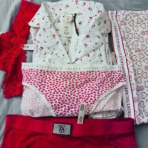 Laura Ashley Cherry Print Pajama Set - White & red w/ VA free panties
